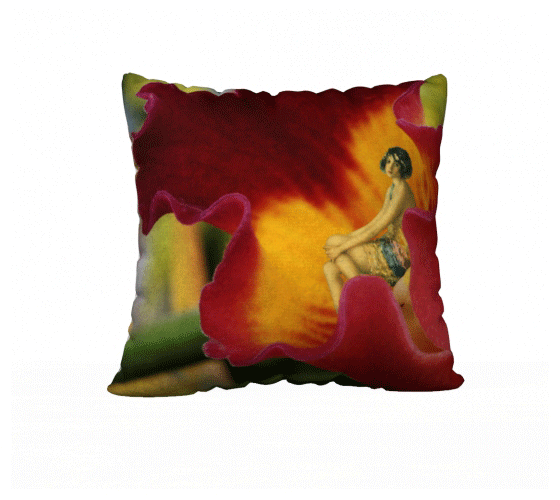 Velveteen Pillow Cover - "Flower Girl" 22x22