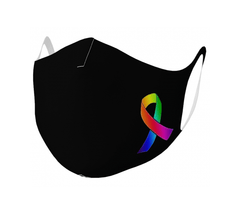 Double Knit Face Covering - "Awareness Ribbon" Basic Black