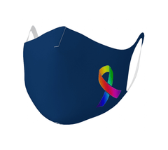 Double Knit Face Covering - "Awareness Ribbon" Basic Navy